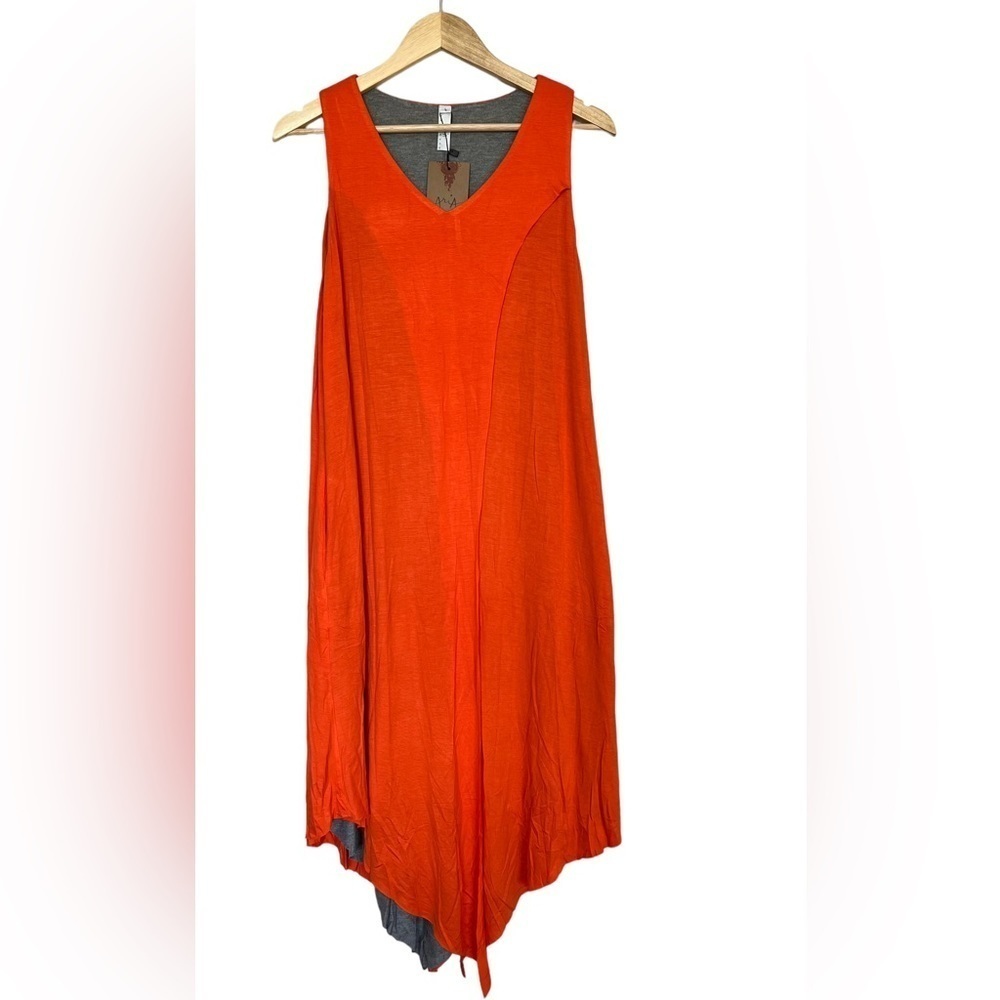 15. NWT Aria Handmade Orange and Gray Asymmetric Dress with Pockets